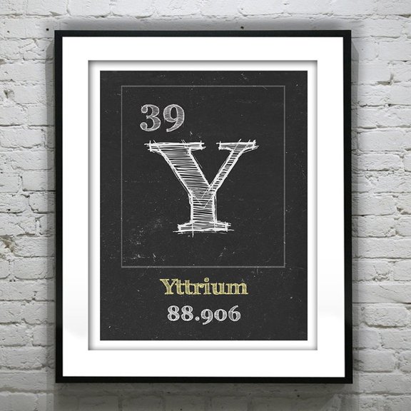 DailyMood Yttrium Element Y 39 Chemistry Symbol Modern Science Wall Art Poster Print Unframed