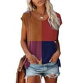 thumbnail image 1 of DailyTrove 3. Women's Two-Tone Contrast Short Sleeve Tank - V-Neck Casual Top, Minimalist for, 1 of 4