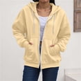 thumbnail image 1 of DailyTrove Ladies Basic Zip Up Hooded Sweatshirt Long Sleeve Oversized Jacket With Kangaroo Pockets, 1 of 6