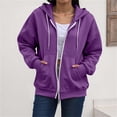 thumbnail image 1 of DailyTrove Ladies Basic Zip Up Hooded Sweatshirt Long Sleeve Oversized Jacket With Kangaroo Pockets, 1 of 6