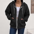 thumbnail image 1 of DailyTrove Ladies Basic Zip Up Hooded Sweatshirt Long Sleeve Oversized Jacket With Kangaroo Pockets, 1 of 6