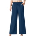 thumbnail image 1 of DailyTrove Ladies Elastic Waist Flowy Wide Leg Pants Lightweight Loose Full Length Summer Casual Walking Pants, 1 of 7