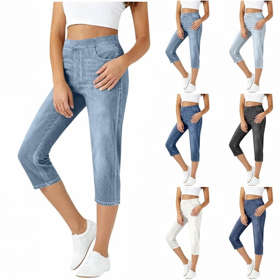 DailyTrove Light Wash Stretch Skinny Capri Denim Jeans Women All Match Casual Cropped Trousers