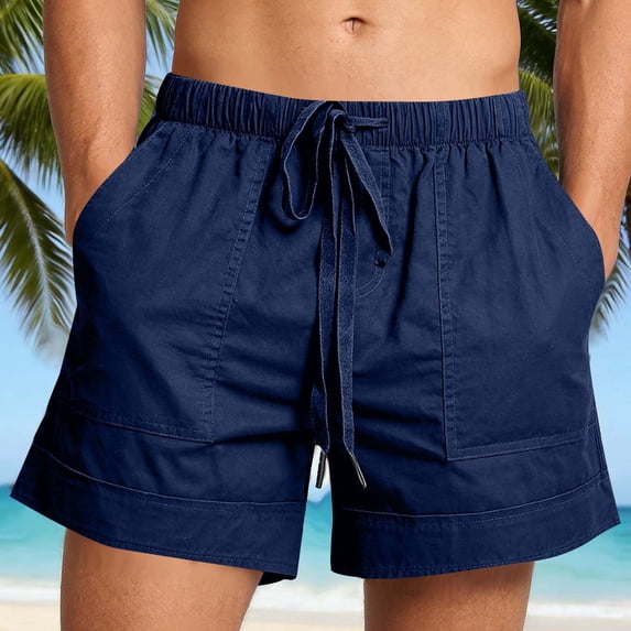 DailyTrove Men's Elastic Waist Drawstring Casual Shorts, Comfortable & Versatile