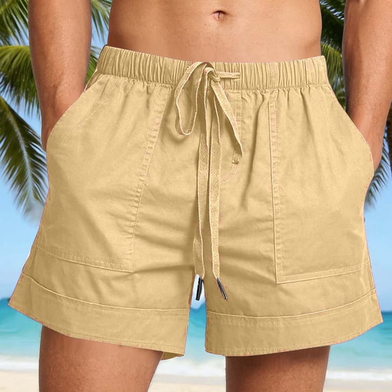 DailyTrove Men's Elastic Waist Drawstring Casual Shorts, Comfortable & Versatile