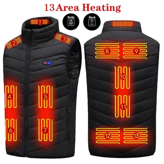 DailyTrove Men's Heated Cotton Vest - Polyester-Blend Outdoor & Winter Wear, Warm for Camping & Cold Days