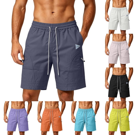 DailyTrove Men's Quick Dry Swim Trunks, Elastic Waist Board Shorts with Mesh Lining