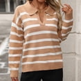 thumbnail image 1 of DailyTrove Unisex Striped Half-Zip Sweater, Long Sleeve, Casual Office & Outdoor Wear, Warm Wool Blend, Plus Size Friendly, 1 of 6
