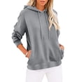 thumbnail image 1 of DailyTrove Women Basic Solid Color Hooded Sweatshirt Long Sleeve Drawstring Pullover Hoodie with Pockets, 1 of 8