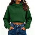 thumbnail image 1 of DailyTrove Women Cropped Oversized Hoodie Solid Long Sleeve Kangaroo Pocket Fleece Crop Hooded Sweatshirt, 1 of 7