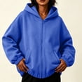 thumbnail image 1 of DailyTrove Women Full Zip Cropped Hooded Jacket Oversized Long Sleeve Dual Side Pocket Solid Fleece Hoodie, 1 of 6
