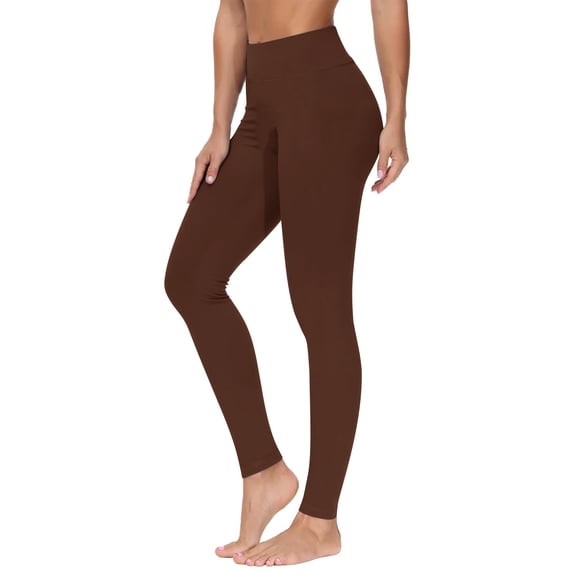 DailyTrove Women High Rise Wide Waistband Stretch Leggings Soft Solid Color Daily Casual Workout Bottoms