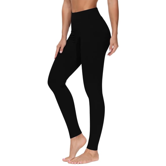 DailyTrove Women High Rise Wide Waistband Stretch Leggings Soft Solid Color Daily Casual Workout Bottoms