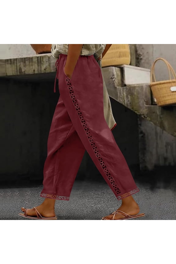 Women High Waist Balloon Pants Casual Loose Fit Harem Trousers