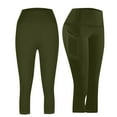 thumbnail image 1 of DailyTrove Women High Waist Side Pocket Capri Workout Leggings Soft Stretch Solid Casual Fitness Pants, 1 of 6