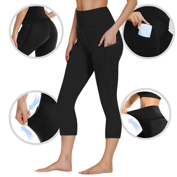 DailyTrove Women High Waist Side Pocket Full Length Workout Leggings Stretch Solid Sports Daily Pants