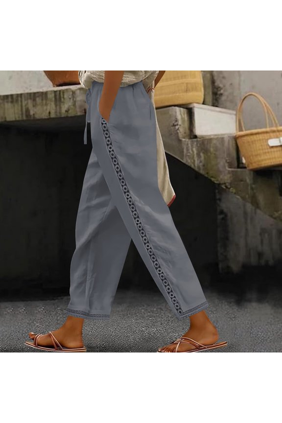 Women High Waist Wide Leg Balloon Pants Casual Loose Fit Cropped Trousers