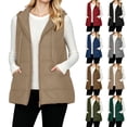 thumbnail image 1 of DailyTrove Women Hooded Drawstring Horizontal-quilted Sleeveless Vest, Casual Layering Gilet Outerwear, 1 of 8