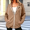 thumbnail image 1 of DailyTrove Women Oversized Zip Up Hoodie Long Sleeve Casual Pullover Jacket With Kangaroo Pockets, 1 of 4