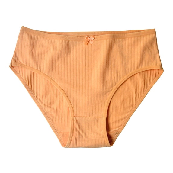 DailyTrove Women Ribbed Mid Rise Briefs Cute Bow Decor Soft Stretch Cotton Underwear Panties