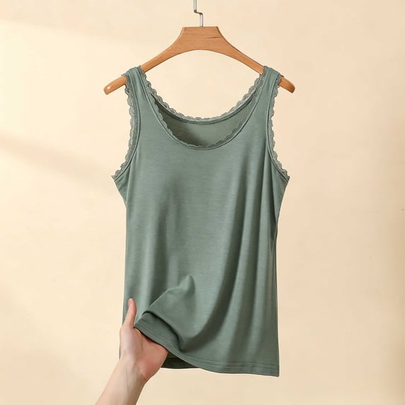 DailyTrove Women Simple U Neck Soft Breathable Solid Sleeveless Everyday Tank Top