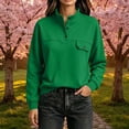 thumbnail image 1 of DailyTrove Women Solid Color Loose Pullover Sweatshirt, Mock Neck Long Sleeve Button Detail Pocket Casual Tops, 1 of 6