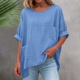 thumbnail image 1 of DailyTrove Women Solid Oversized T Shirt Casual 3/4 Sleeve Loose Top with Pocket, 1 of 6