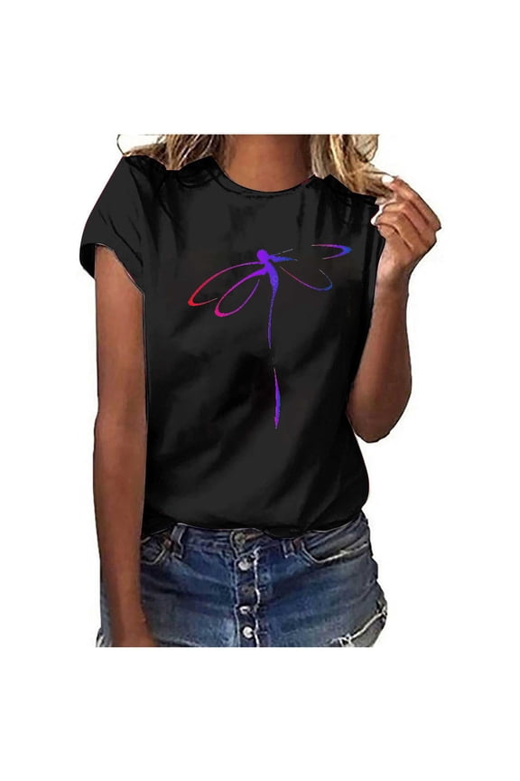 Women's Abstract Line Art Graphic T-Shirt - Short Sleeve Casual Tee, Artistic for Gallery & Outings