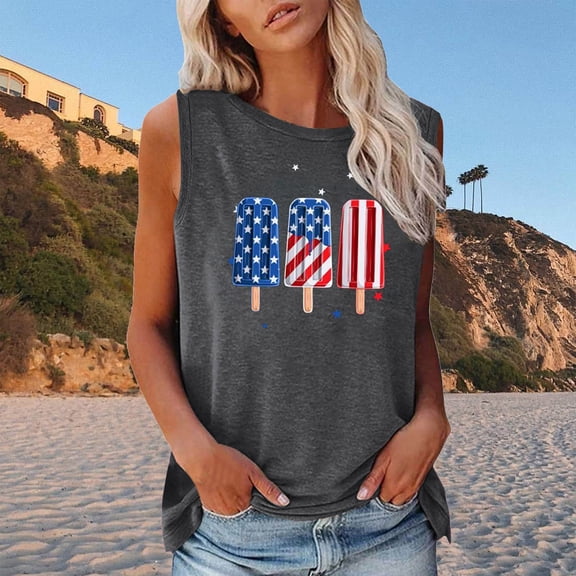 DailyTrove Women's American Flag Pocket Sleeveless Tank - Casual V-Neck Top, Patriotic for Parades & Daily Wear