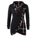 thumbnail image 1 of DailyTrove Women's Asymmetric Black & Plaid Paneled Top, Unique Outerwear for Creative Styling & Night Outings for women, 1 of 5