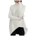 thumbnail image 1 of DailyTrove Women's Asymmetric Hem Turtleneck Top, Long Sleeve, Casual Winter & Office Wear, Warm Polyester , Plus Size Friendly, 1 of 4