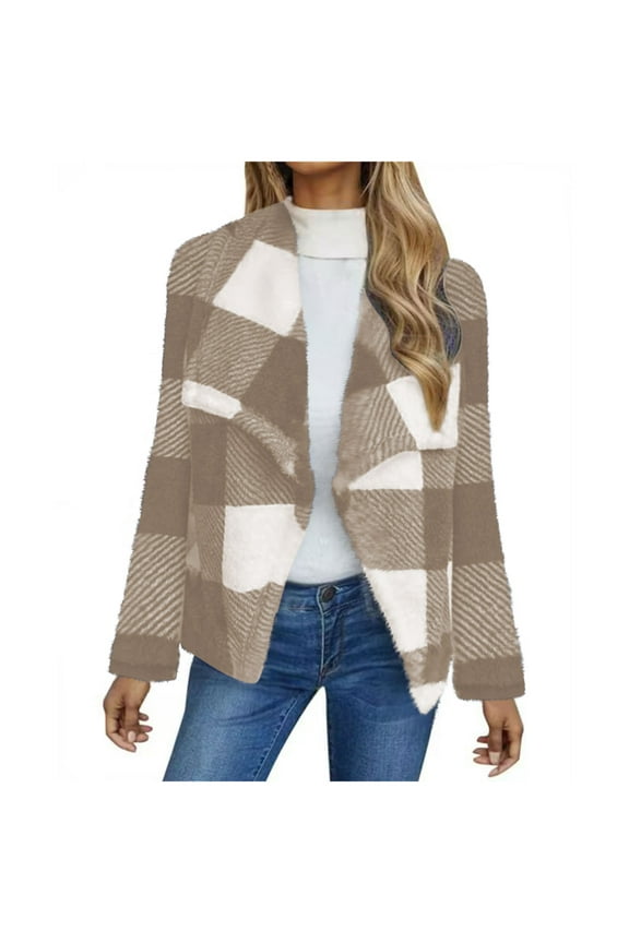 Women's Asymmetrical Plaid Jacket - Polyester Casual & Edgy Wear, Chic for Street & Daily Looks