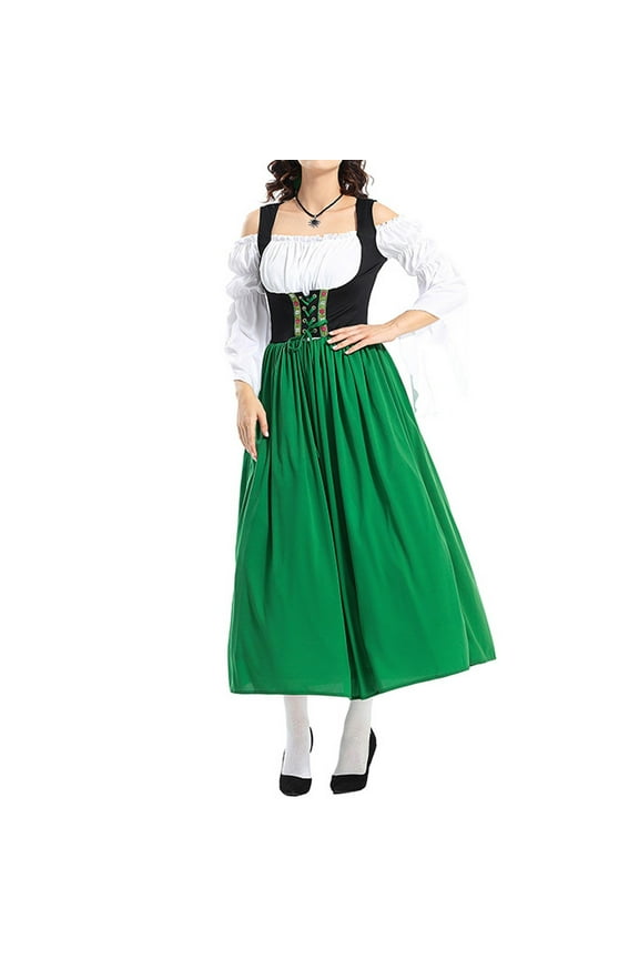 Women's Bavarian Dirndl Dress - Polyester Oktoberfest Festival Outfit, Traditional for Beer Celebrations