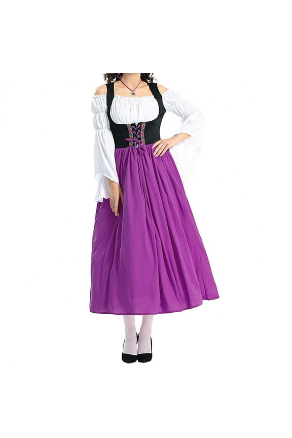 Women's Bavarian Dirndl Dress - Polyester Oktoberfest Festival Outfit, Traditional for Beer Celebrations