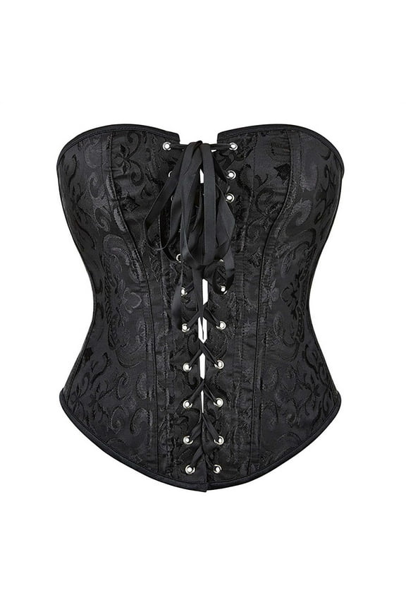 Women's Black Lace-Up Overbust Corset - Polyester Formal & Casual Shapewear, Versatile for Events & Daily Use for women