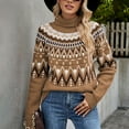 thumbnail image 1 of DailyTrove Women's Boho Print Knit Sweater, Long Sleeve, Casual Beach & Cultural Event Wear, Durable Rayon Blend, Contrast Hem, Plus Size Friendly, 1 of 5