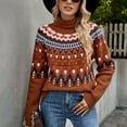 thumbnail image 1 of DailyTrove Women's Boho Print Knit Sweater, Long Sleeve, Casual Beach & Cultural Event Wear, Durable Rayon , Contrast Hem, Plus Size Friendly, 1 of 5