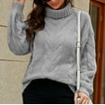 thumbnail image 1 of DailyTrove Women's Cable-Knit Turtleneck Sweater, Long Sleeve, Winter Casual & Office Wear, Warm Wool Blend, Plus Size Friendly, 1 of 6