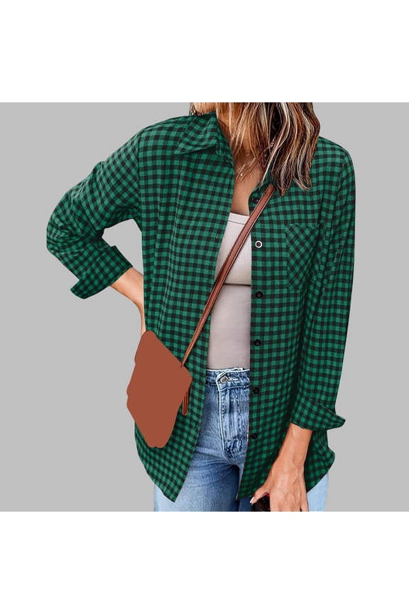 Women's Classic Plaid Button Down Shirt - Casual Long Sleeve Top, Stylish for Work & Daily