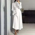 thumbnail image 1 of DailyTrove Women's Collared Button-Front Linen Midi Dress - Cotton-Blend Casual Summer & Office Wear, Breathable for Work, 1 of 6