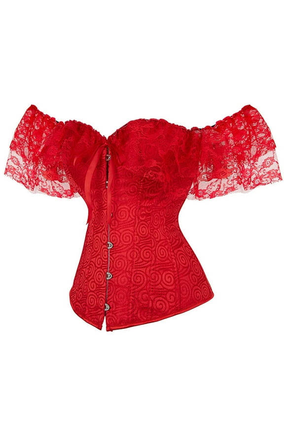 Women's Color Block Lace-Trim Overbust Corset - Gothic Vintage Shapewear, Edgy for Party & Retro Looks for women