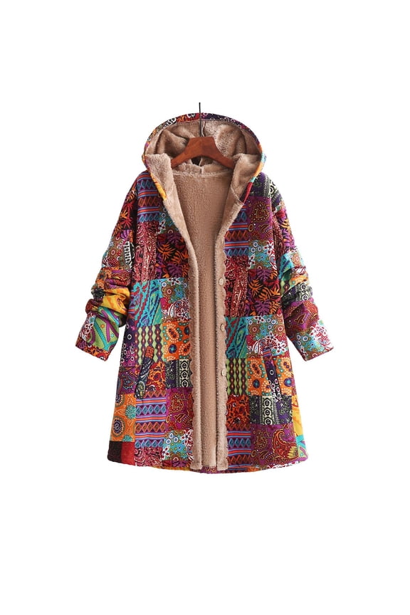 Women's Color Block Long Coat, Long Sleeve, Casual Outdoor & Travel Wear, Durable Polyester Blend, Hooded Design, Plus Size Friendly