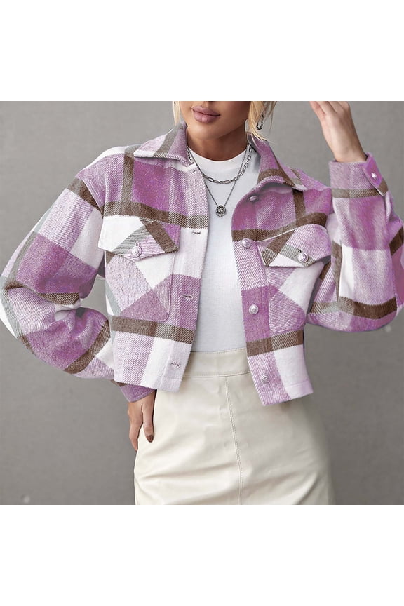 Women's Color-Block Plaid Cropped Jacket, Edgy Outerwear for Summer Music Festivals & Street Style for women