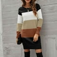 thumbnail image 1 of DailyTrove Women's Color - Block Sweater Dress, Long Sleeve, Casual Winter & Office Wear, Warm Wool Blend, Plus Size Friendly, 1 of 5