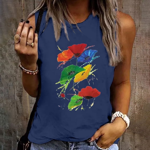 DailyTrove Women's Colorful Fish Graphic Tank Top - Polyester Casual Summer & Beach Wear, Vibrant for Vacations