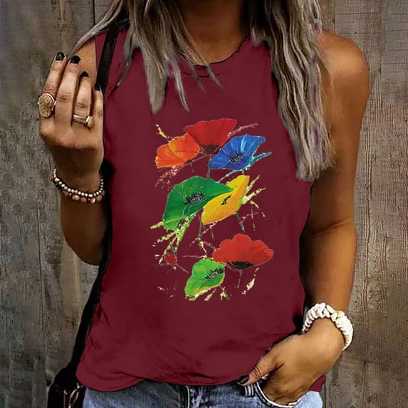 DailyTrove Women's Colorful Fish Graphic Tank Top - Polyester Casual Summer & Beach Wear, Vibrant for Vacations