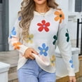 thumbnail image 1 of DailyTrove Women's Colorful Floral Sweater, Long Sleeve, Casual Festival & Street Wear, Soft Cotton Blend, Plus Size Friendly, 1 of 6