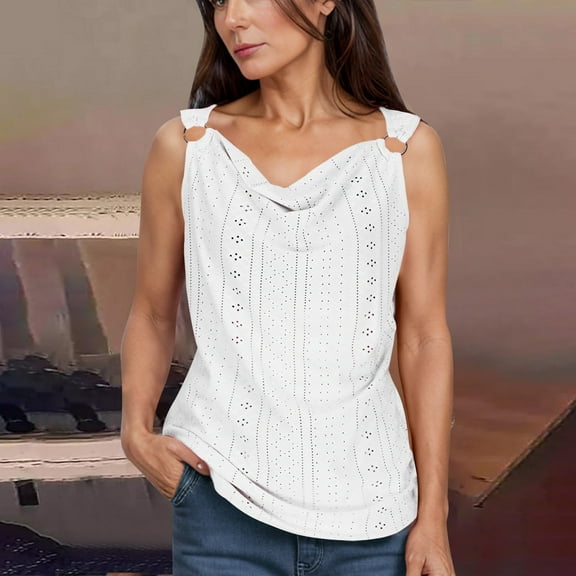 DailyTrove Women's Cowl Neck Sleeveless Tank - Flowy Casual Top, Elegant for Brunch & Layering