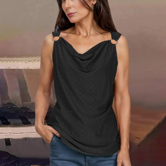 DailyTrove Women's Cowl Neck Sleeveless Tank - Flowy Casual Top, Elegant for Brunch & Layering