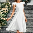 thumbnail image 1 of DailyTrove Women's Crew Neck Fit & Flare Midi Dress - Cotton-Blend Casual Daily Wear, Flattering for Brunch & Weekend Errands for women, 1 of 6